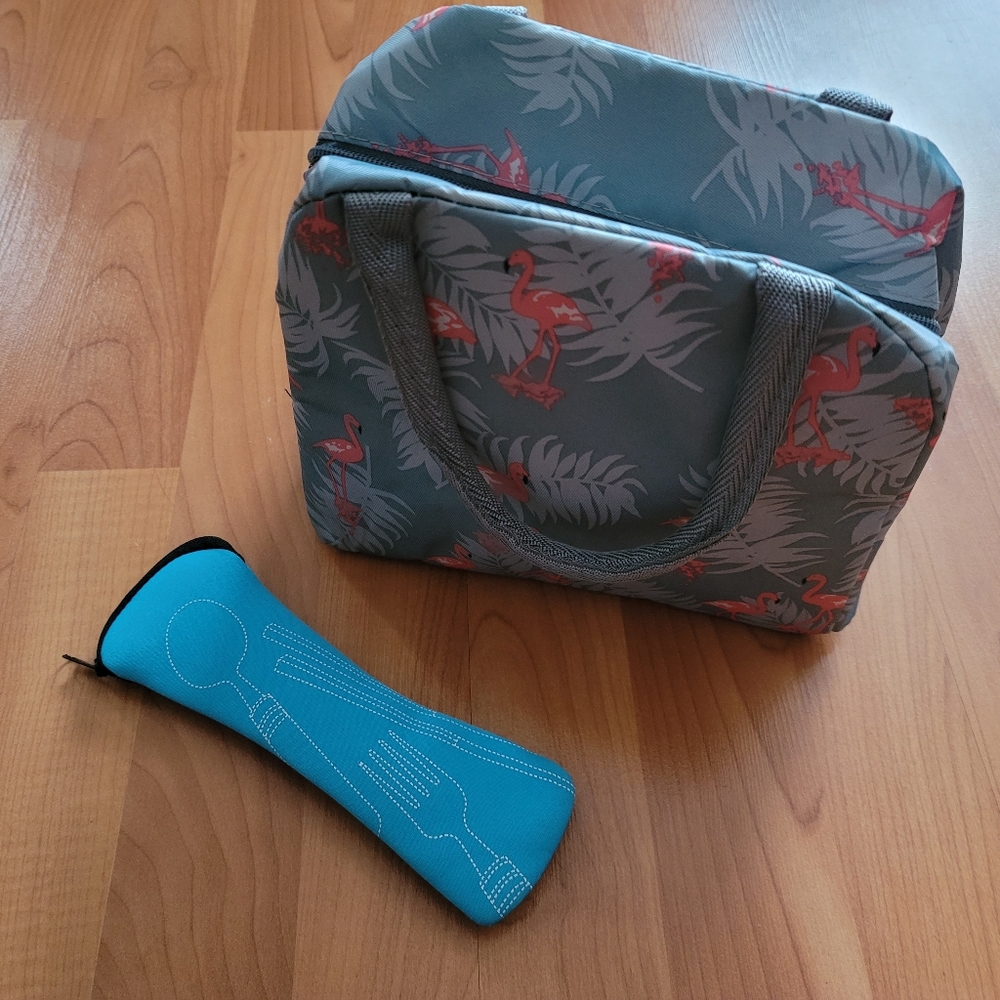 Lunch Box Bag for Kids Kasqo Insulated Cooler Girls Durable Foldable w/utensils